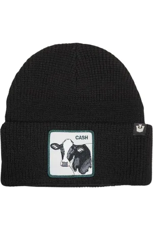 Goorin Bros. Accessoires, Dames, Zwart, ONE Size, Wol, Animal Farm Beanie Hat met Front Patch