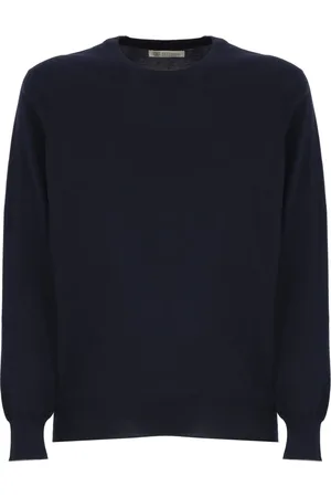 Brunello Cucinelli Truien, Heren, Blauw, 2Xl, Katoen, Blauwe Katoenen Crew Neck Sweater