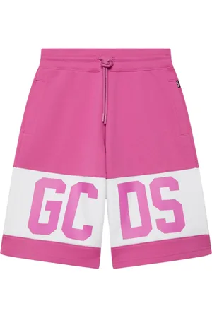 GCDS Korte broeken, Dames, Roze, 2Xs, Katoen, Logo Band Katoenen Sweatshorts