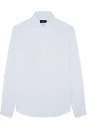 Paul & Shark Overhemden, Heren, Wit, 2Xl, Linnen, Linnen Overhemd met Franse Kraag J-Fit