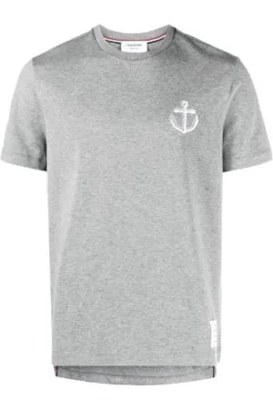 Thom Browne Tops, Heren, Grijs, L, Stijlvolle T-shirts en Polos