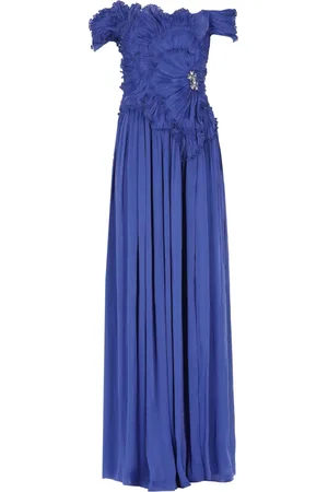 Costarellos Kleedjes, Dames, Blauw, L, Blauwe Jurk met Boothals