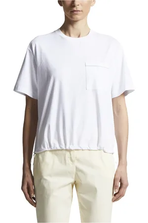 PESERICO SIGN Tops, Dames, Wit, XL, Katoen, Katoenen jersey T-shirt met bi-elastische structuur