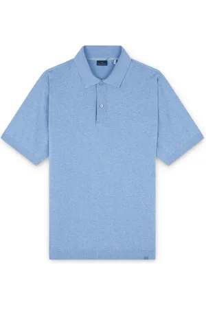 Paul & Shark Tops, Heren, Blauw, M, Katoen, Katoenen poloshirt met linnen details