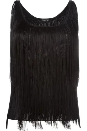 Tom Ford Tops, Dames, Zwart, S, Zwarte Franje Tank Top Vrouw