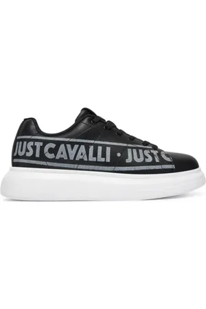 Roberto Cavalli Schoenen, Heren, Zwart, 40 EU, Leer, Zwarte Leren Sneakers