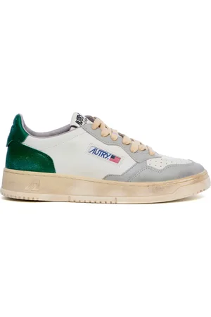 Autry Schoenen, Heren, Veelkleurig, 45 EU, Leer, Medalist Low Sneakers Wit/Groen/Grijs