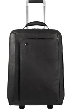 Piquadro Koffers, Dames, Zwart, ONE Size, Leer, Zwarte Cabinetas met Laptopvak