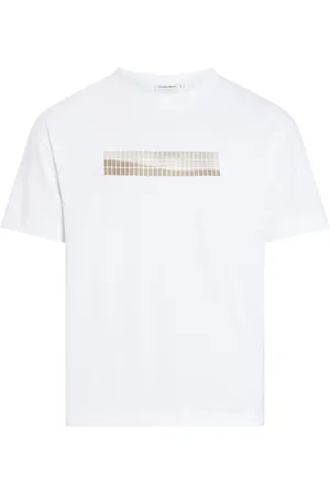 Calvin Klein Tops, Heren, Wit, S, Katoen, Grafische Print T-shirt en Polos