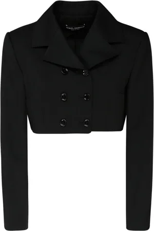 Dolce & Gabbana Jassen, Dames, Zwart, S, Wol, Zwarte wollen cropped blazer