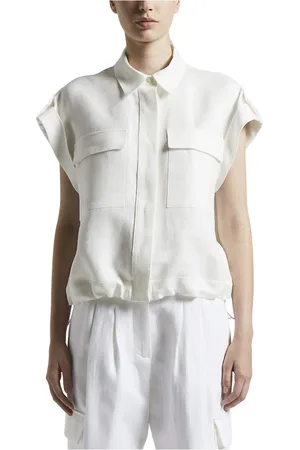 PESERICO SIGN Blouses & Shirts, Dames, Wit, XL, Linnen, Blouses & Shirts