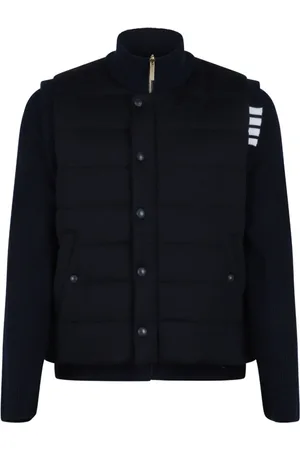 Thom Browne Jassen, Heren, Blauw, XL, Wol, Omkeerbare Donsgevulde Funnel Neck Jas