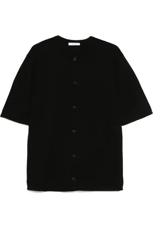 LEMAIRE Overhemden, Heren, Zwart, M, Zwarte korte mouw overshirt