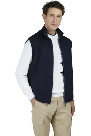Paul & Shark Jassen, Heren, Blauw, S, Katoen, Luxe Omkeerbare Katoen Zijden Vest