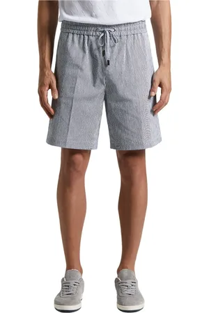 PESERICO SIGN Korte broeken, Heren, Blauw, M, Katoen, Stretch katoenen seersucker shorts