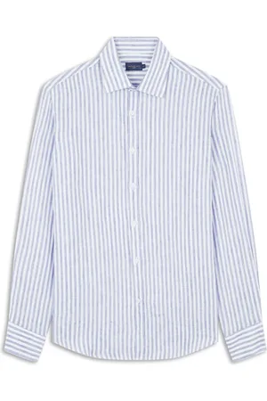 Paul & Shark Overhemden, Heren, Blauw, 4Xl, Linnen, Linnen overhemd met Franse kraag