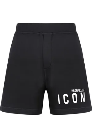 Dsquared2 Korte broeken, Heren, Zwart, S, Katoen, Zwarte Katoenen Logo Print Shorts