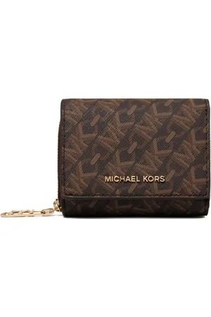 Michael Kors Accessoires, Dames, Bruin, ONE Size, Bruine Logo Print Portemonnee