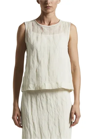 PESERICO SIGN Tops, Dames, Wit, XS, Organza, Gevoerde geplette organza top