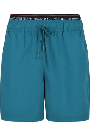 Tommy Hilfiger Badkleding, Heren, Blauw, M, Nylon, Blauw badpak met vetersluiting zakken logo