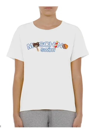 Moschino Tops, Dames, Wit, S, Katoen, Gelato Logo Katoen Zwem T-shirt