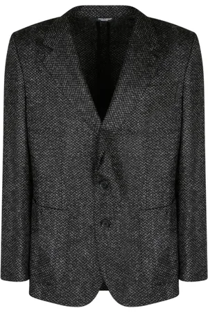 Dolce & Gabbana Jassen, Heren, Zwart, M, Wol, Zwart Grijs Boucle Blazer Jas