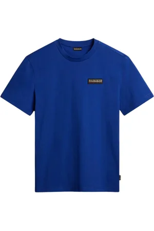 Napapijri Tops, Dames, Blauw, L, Katoen, Blauw Katoenen T-Shirt Korte Mouw