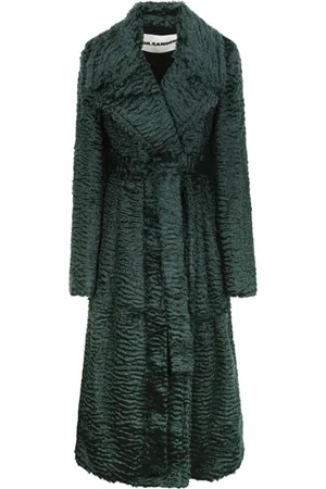 Jil Sander Mantels, Dames, Blauw, M, Donkergroene ceintuurjas