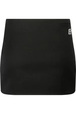 Givenchy Rokken, Dames, Zwart, S, Wol, Zwarte 4G-Plaque Minirok