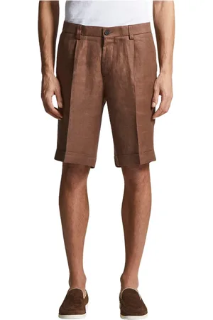 PESERICO SIGN Korte broeken, Heren, Bruin, XS, Linnen, Puurlinnen gabardine Bermuda shorts
