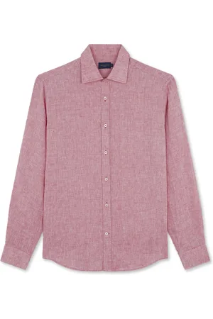 Paul & Shark Overhemden, Heren, Rood, 3Xl, Linnen, Linnen overhemd met Franse kraag