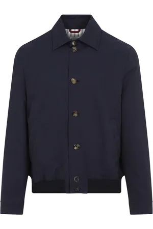 Brunello Cucinelli Jassen, Heren, Blauw, L, Katoen, Blauwe Jas voor Mannen