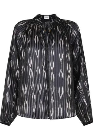 Isabel Marant Blouses & Shirts, Dames, Zwart, S, Geometrische Print Zijden Blouse