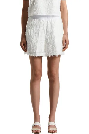 PESERICO SIGN Korte broeken, Dames, Wit, L, Organza, Fil coupé organza shorts
