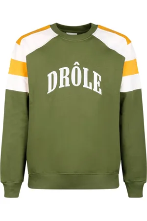 Drôle de Monsieur Sweatshirts & Hoodies, Heren, Veelkleurig, L, Katoen, Sportieve Katoenen Sweatshirt in Groen, Crème en Geel
