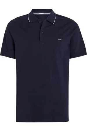 Calvin Klein Tops, Heren, Blauw, S, Pique Tipping Polo Shirts