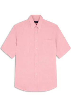 Paul & Shark Overhemden, Heren, Rood, M, Linnen, Premium Linnen Overhemd met Korte Mouwen