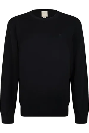 Calvin Klein Truien, Heren, Zwart, S, Zwarte Gebreide Trui met Logo