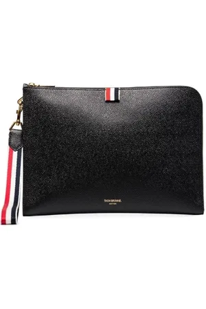 Thom Browne Accessoires, Heren, Zwart, ONE Size, Zwarte Documentenmap met Logoprint