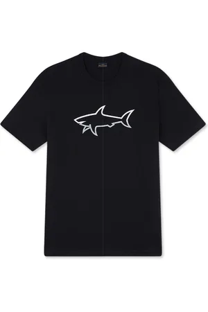Paul & Shark Tops, Heren, Zwart, M, Katoen, Reflecterende Shark Print Katoenen Jersey T-shirt