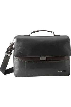 Piquadro Tassen, Heren, Bruin, ONE Size, Leer, Zwarte leren aktetas documentorganizer