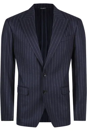 Dolce & Gabbana Jassen, Heren, Blauw, L, Wol, Navy Pinstripe Jacket