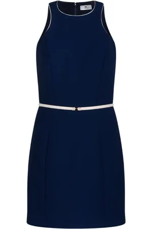 Elisabetta Franchi Kleedjes, Dames, Blauw, M, Leer, Navy Contrasterende Riem Jurk