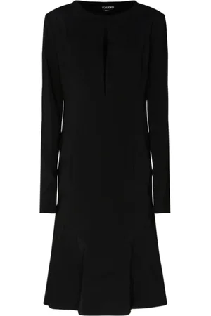 Tom Ford Kleedjes, Dames, Zwart, S, Zwarte Stretch Midi Jurk met Cut-Out