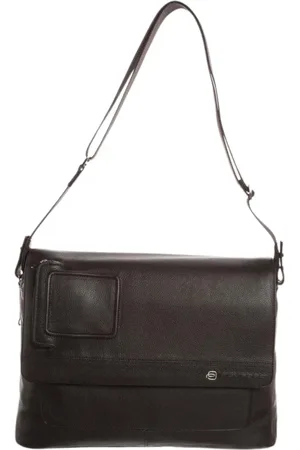 Piquadro Tassen, Heren, Bruin, ONE Size, Leer, Bruine leren messenger tas laptop zakelijk