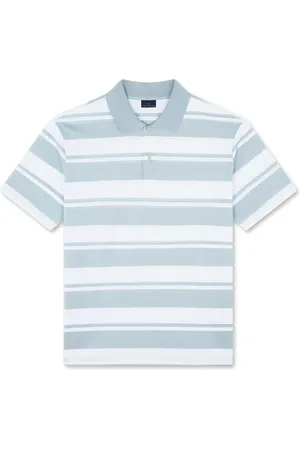 Paul & Shark Tops, Heren, Blauw, S, Katoen, Gestreept poloshirt van parelkatoen