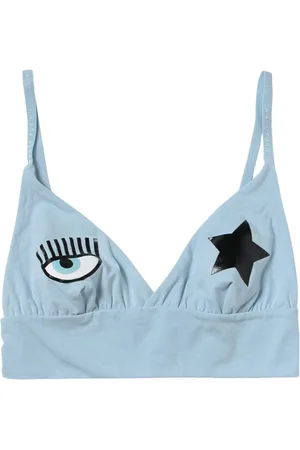Chiara Ferragni Ondergoed, Dames, Blauw, S, Katoen, Eye-Star Bralette voor vrouwen