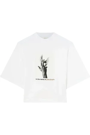 Palm Angels Tops, Dames, Wit, L, Witte Wings Tee T-shirts en Polos