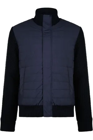 HERNO Jassen, Heren, Blauw, XL, Wol, Gewatteerde Marineblauwe Jas met Inzetstukken