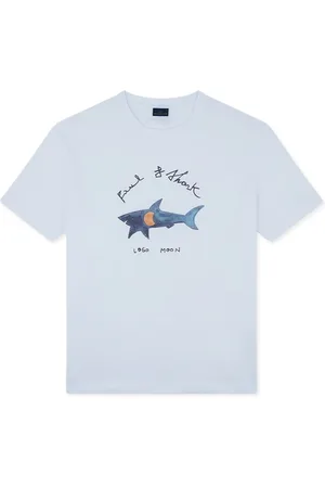 Paul & Shark Tops, Heren, Wit, S, Katoen, Maan Logo Katoenen Jersey T-shirt